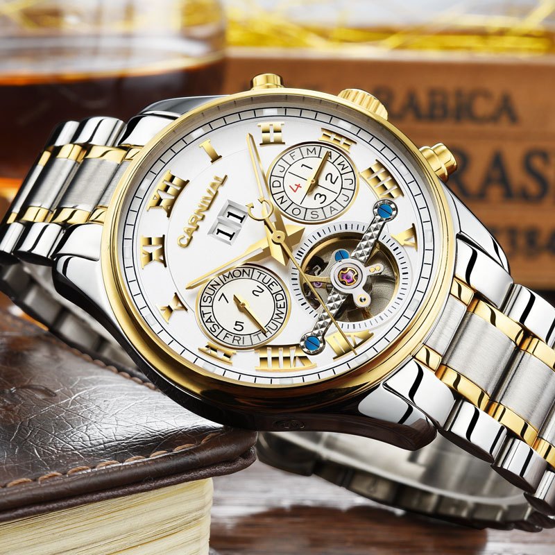 carnival嘉年华影星胡兵代言全自动机械表防水夜光男士多功能腕表