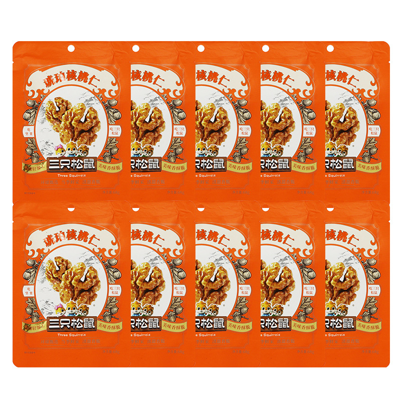 三只松鼠琥珀核桃仁蜂蜜味即食小核桃休闲酥脆零食小吃68g*10袋高清大图