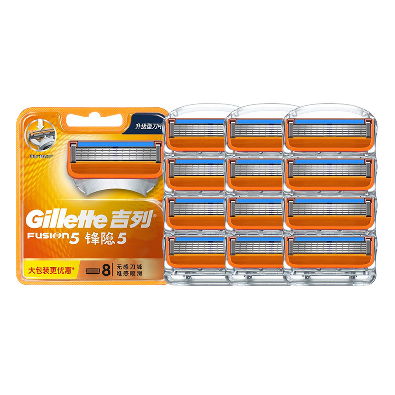 吉列(GILLETTE)锋隐致顺男士手动剃须刀 替换刀头 锋速35刮胡刀5层刀片 锋隐手动12刀头片