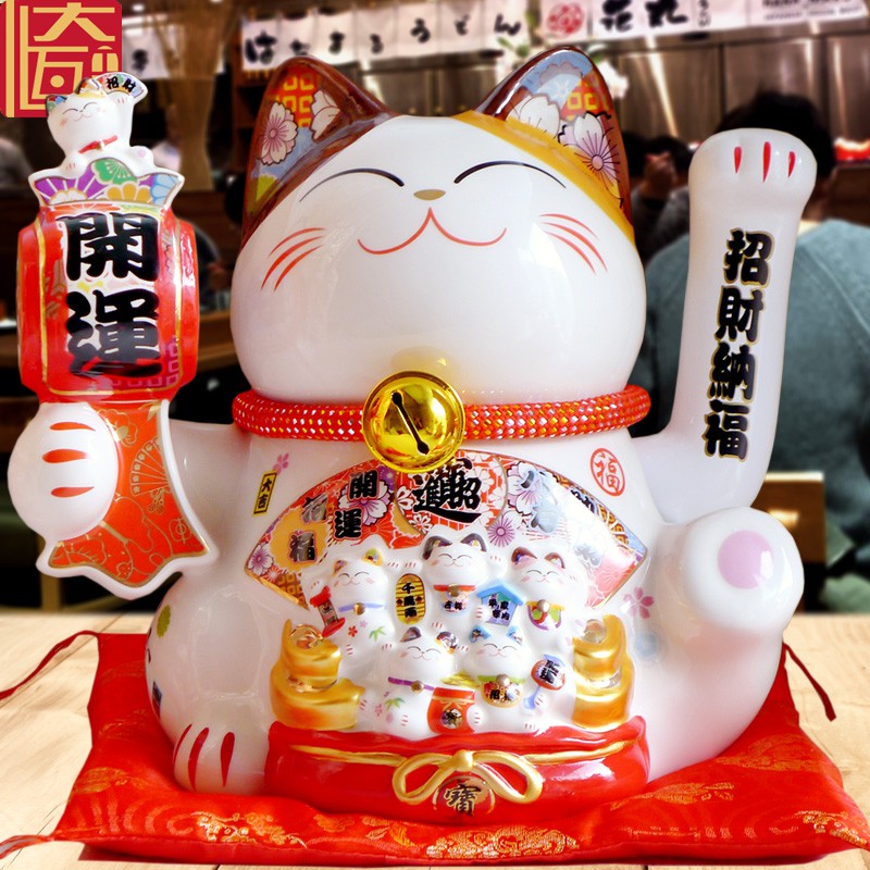 日本正版猫摆件开业摇手特大号陶瓷电动摇手猫商铺创意礼品 三维工匠 金运-特大号摇手_669