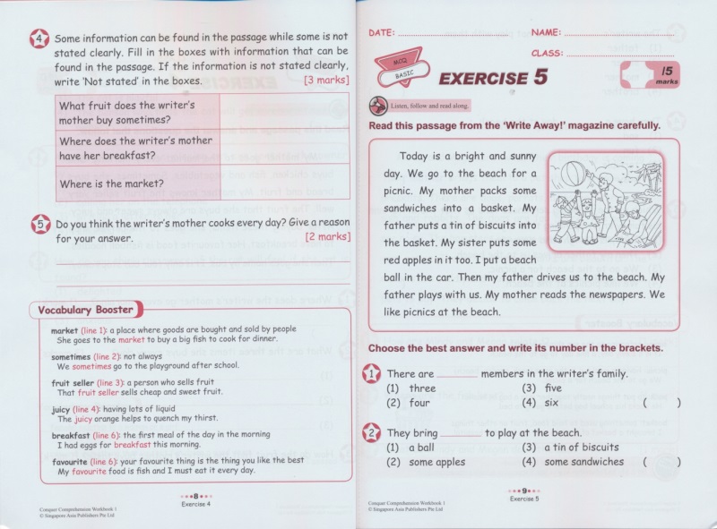 攻克阅读理解[1年级 普通版] [正版]SAP Conquer Comprehension Workbook 1-6年级高清大图