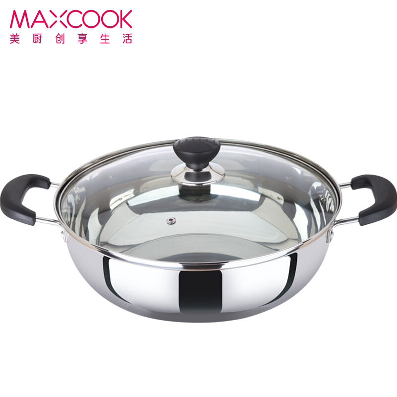 美厨（maxcook）304不锈钢 30CM鸳鸯火锅 MCDY-30(一锅两味 可用电磁炉）高清大图