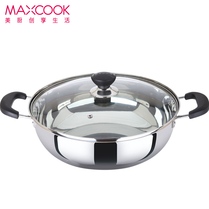 美厨（maxcook）304不锈钢 30CM鸳鸯火锅 MCDY-30(一锅两味 可用电磁炉）