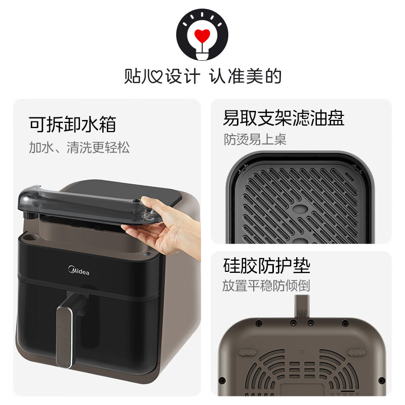 美的(Midea)6.5L大容量免翻面可视窗口蒸汽炎烤空气炸锅KZC6501高清大图
