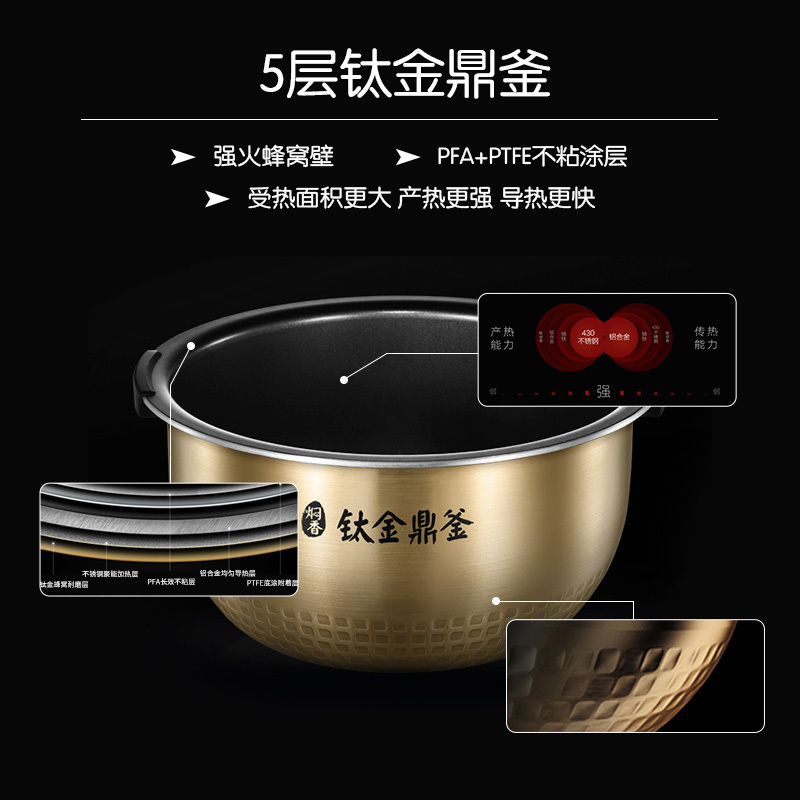 美的(Midea) 智能电饭煲 IH电磁加热 预约功能九曲焖香蒸汽阀钛金鼎釜迷你容量3L快速压力电饭锅FS3006