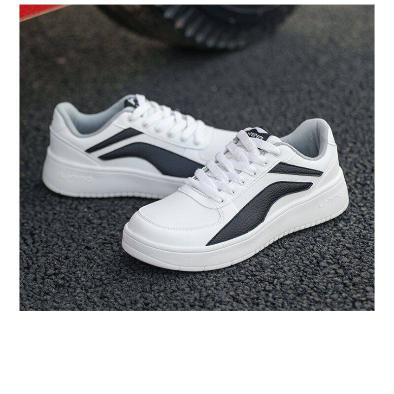 李宁板鞋男鞋新款小白鞋低帮白色大logo休闲潮鞋运动鞋agcp335