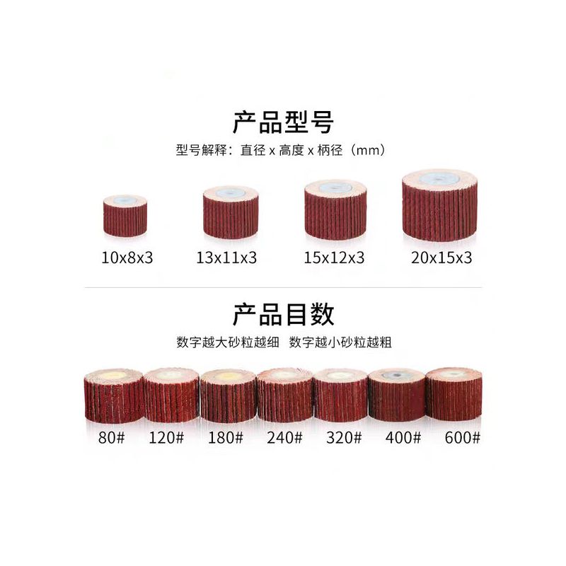 活柄百叶轮磨头砂纸轮 抛光轮千叶轮 电磨用金属木工打磨抛光工具