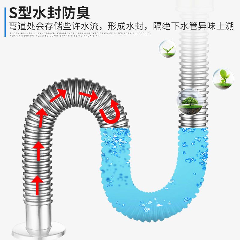 厨房洗菜盆下水管管道配件水槽单槽水池下水器洗碗池排水管子套装|不锈钢201 1米厨房单管+110下水器有溢水