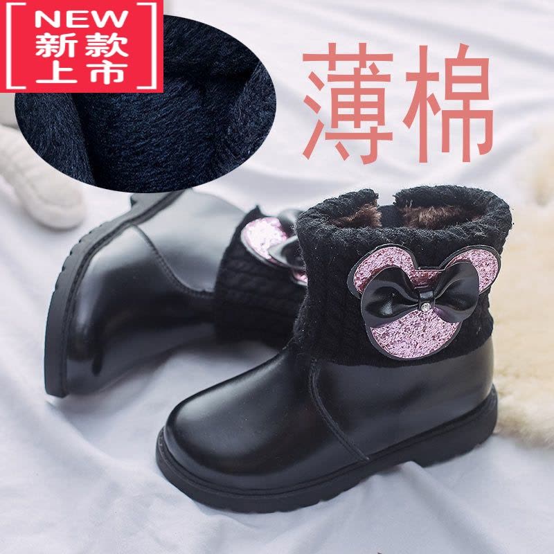 可莉允女童靴子2022秋季新款加绒短靴韩版加厚公主棉靴女孩儿童冬鞋图片