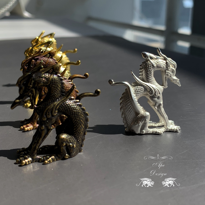 花语诗月柳白猿手作 铜制狐狸蛟龙冰原狼摆件 史矛革手办 可涂装龙形摆件