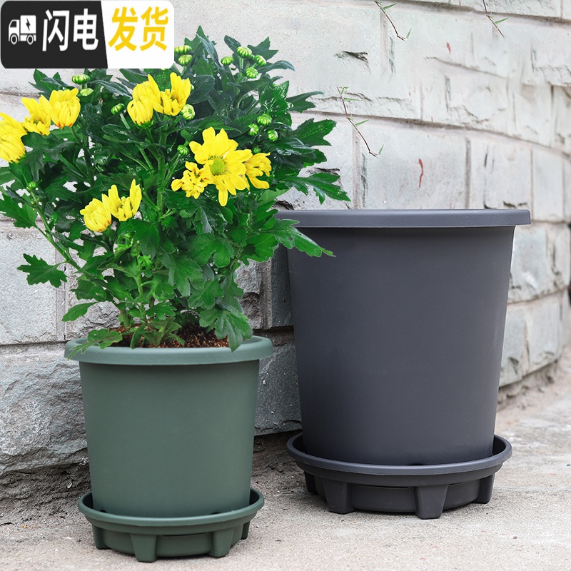 三维工匠升级改良加厚加仑盆控根盆超透气透水月季盆铁线莲盆树脂花盆p15 [单个装][绿色不含托] 小花盆容器高清大图
