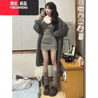 YIBUSHENG蕾丝边吊带包臀短裙性感辣妹姐姐裙显瘦打底连衣裙女内搭季新款