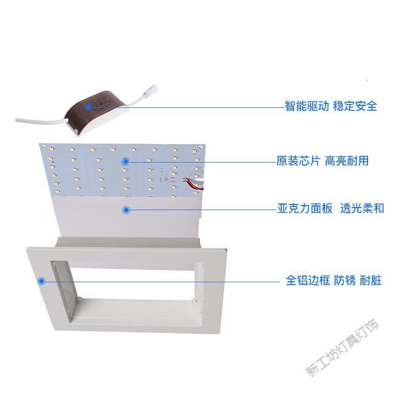 苏宁放心购 方形暗装LED厨卫灯嵌入式厨房阳台吸顶灯浴室灯具卫生间开孔16~17图片