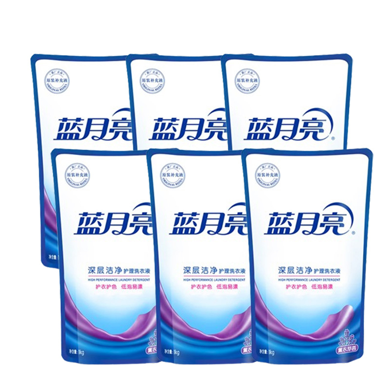 蓝月亮深层洁净洗衣液薰衣草香强效去污1kg*6袋装补充装