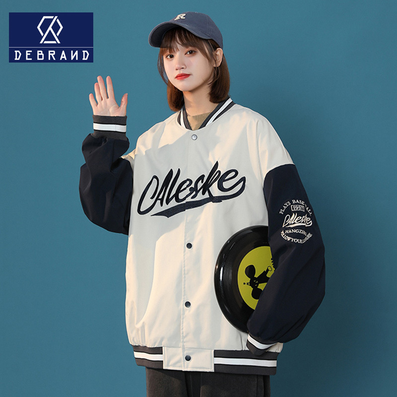 debrand棒球服外套女潮ins春秋季新款百搭显瘦上衣设计感小众夹克