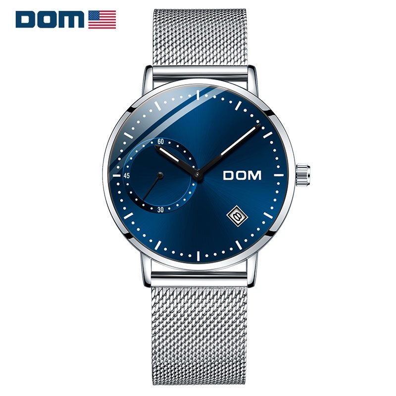 美国dom手表时尚潮流男士手表三针夜光石英钟表运动石英表男表皮带表
