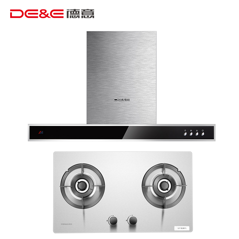 德意(DE&E)欧式大吸力烟灶套餐 按键式抽油烟机燃气灶具烟灶套装850B+712G(液化气/天然气)高清大图