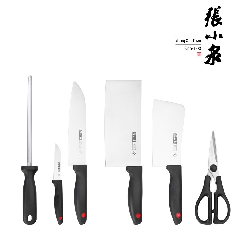 张小泉 D30870200 张字号*红妆系列套装刀具七件套 厨房刀具套装高清大图