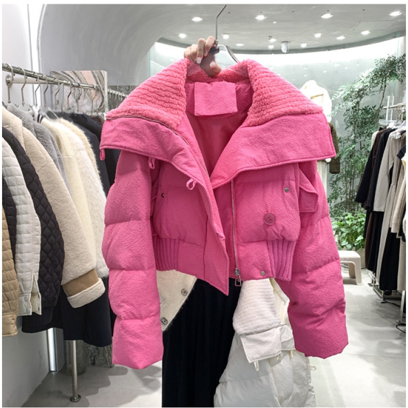2025年新款棉服女冬短款宽松韩版百搭潮流棉衣小个子棉袄加厚外套 玫红色 L