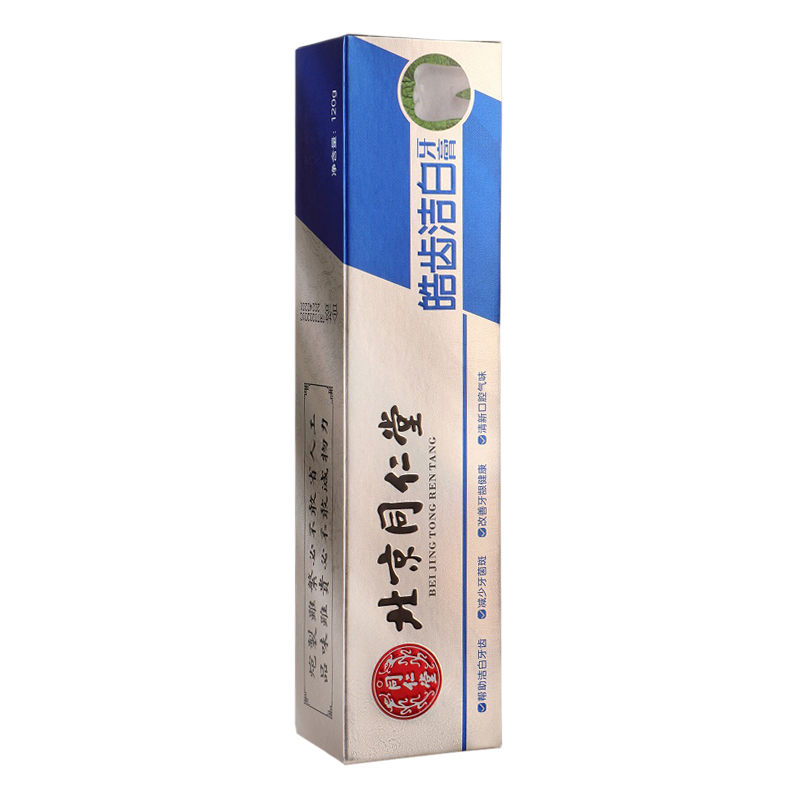 北京同仁堂皓齿亮白洁白薄荷牙膏清新口气减少牙渍烟渍固齿护理口腔120g