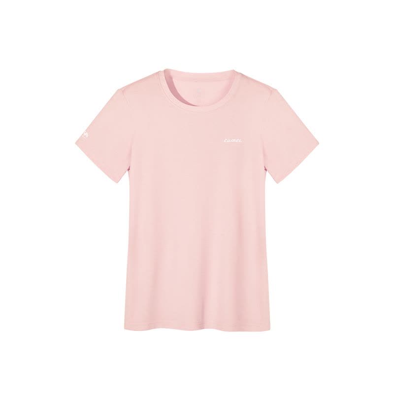 骆驼 女款圆领功能短T恤C23BAV6001 L 珍珠粉 -图片