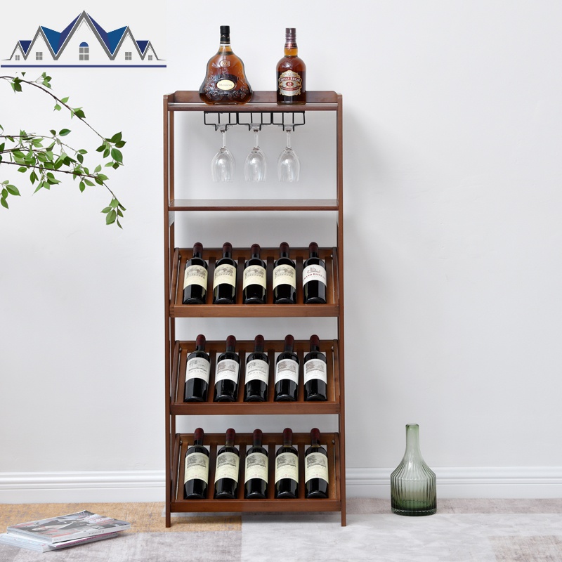欧式酒架酒吧落地酒柜葡萄酒红酒实木收纳展示架置物架酒杯架 三维工匠高清大图