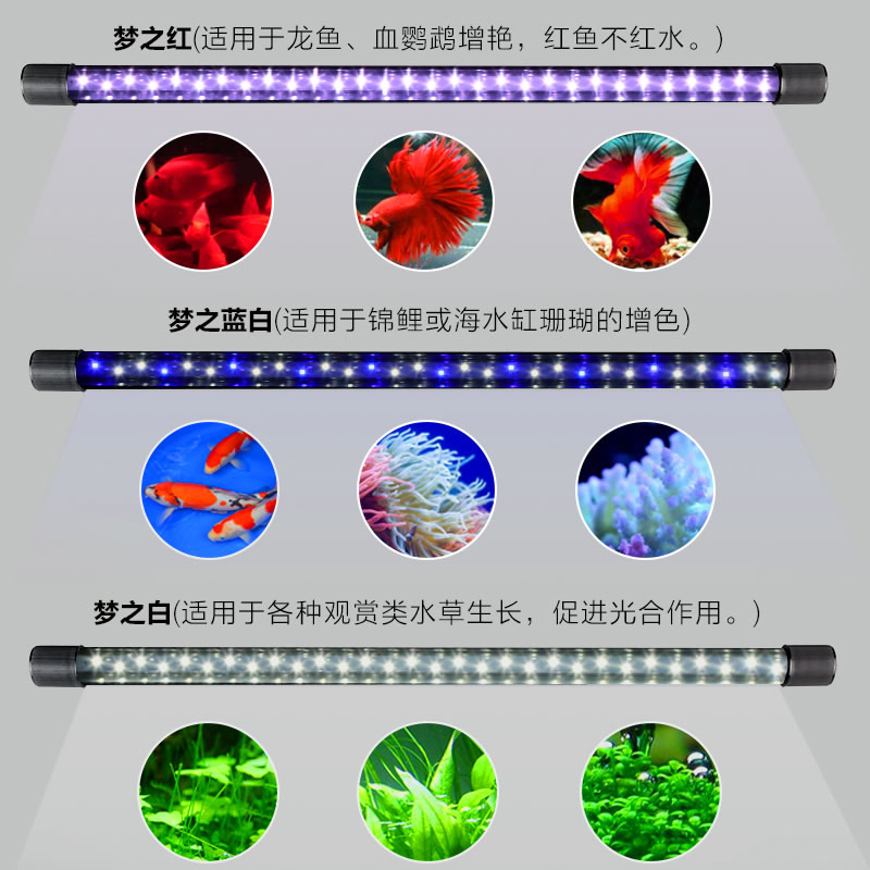 鱼缸潜水灯防水变色LED水灯照明水族箱造景灯龙鱼装饰灯管高清大图