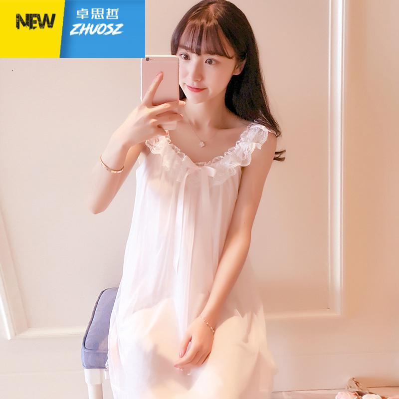 天睡衣女薄款性感蕾丝吊带睡裙公主风宫廷小个子复古带胸垫卓思哲视频