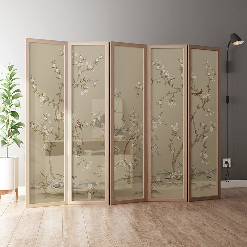 中式屏风客厅玄关简约现代遮挡家用酒店装饰卧室折叠移动隔断折屏 3扇45*180CM(胡桃木）