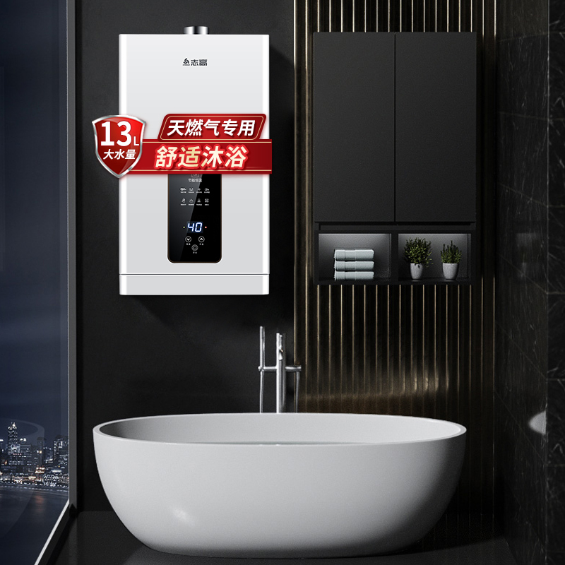 志高（CHIGO）13升 燃气热水器 家用天然气 速热 变频恒温降噪 强排式多点供水 13L JSQ25-H 白色