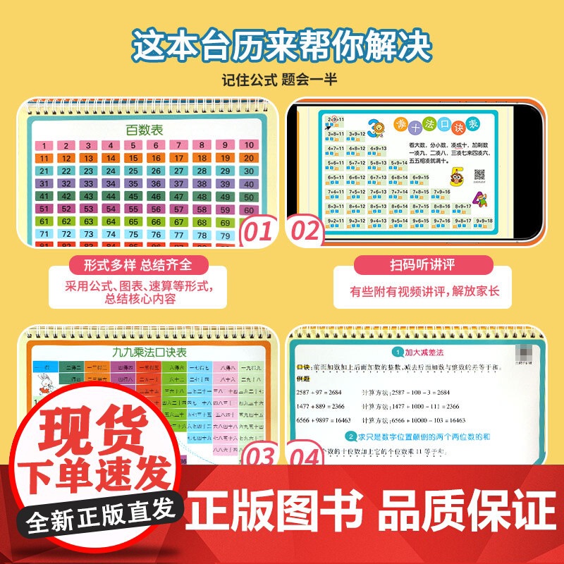 小学数学公式大全小学生图表速算法公式图表思维训练台历定律手册高清大图