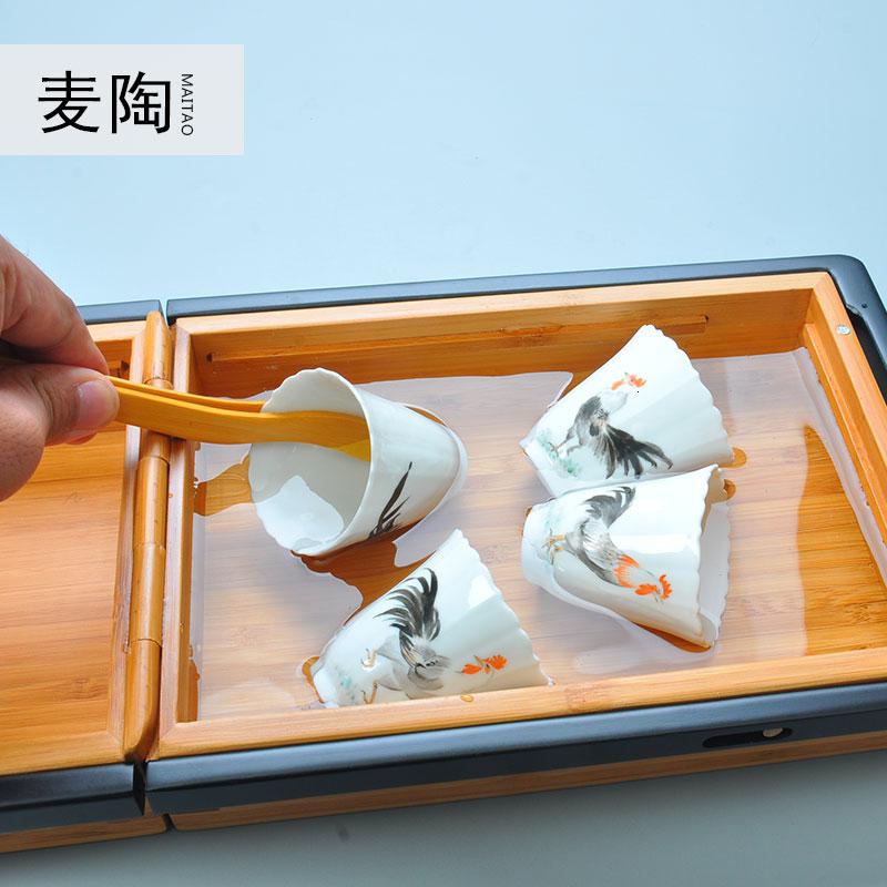美帮汇手绘便携棉麻整套旅行功夫茶具套装 陶瓷紫砂汝窑茶壶茶杯高清大图