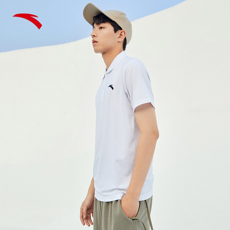 安踏短袖翻领polo衫男2022夏夏新款纯色t恤运动男士休闲短t上衣官方