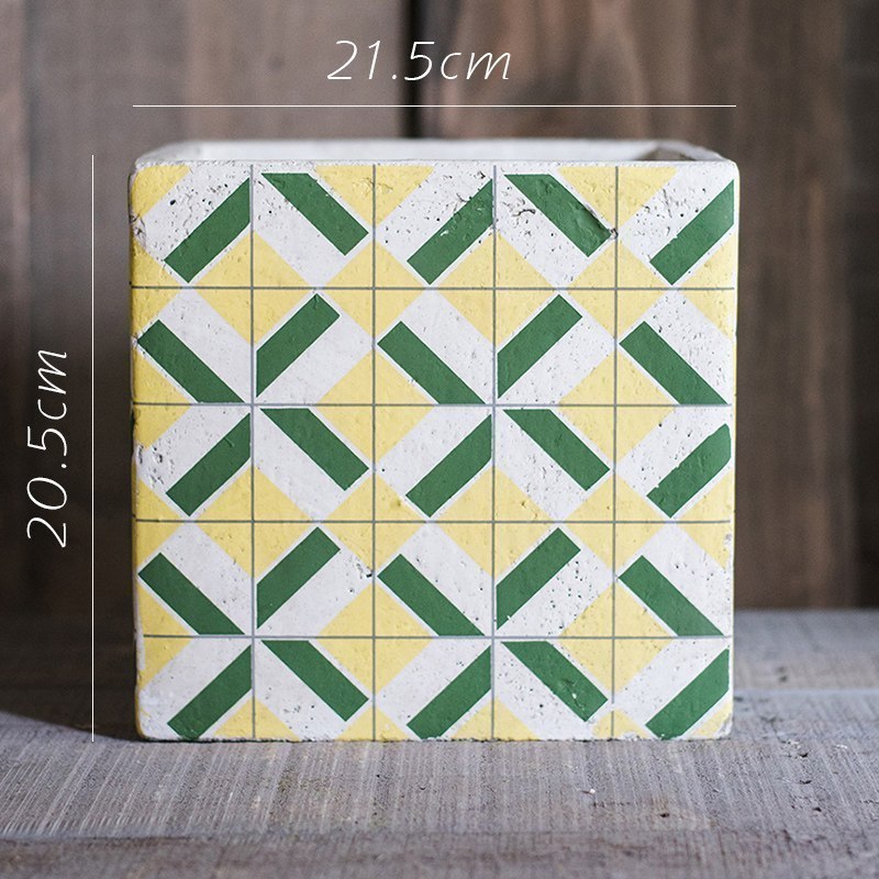 美帮汇氧气系列方体水泥花器花盆花瓶装饰收纳摆件清新艺术风格 G需要打孔请备注 大高清大图