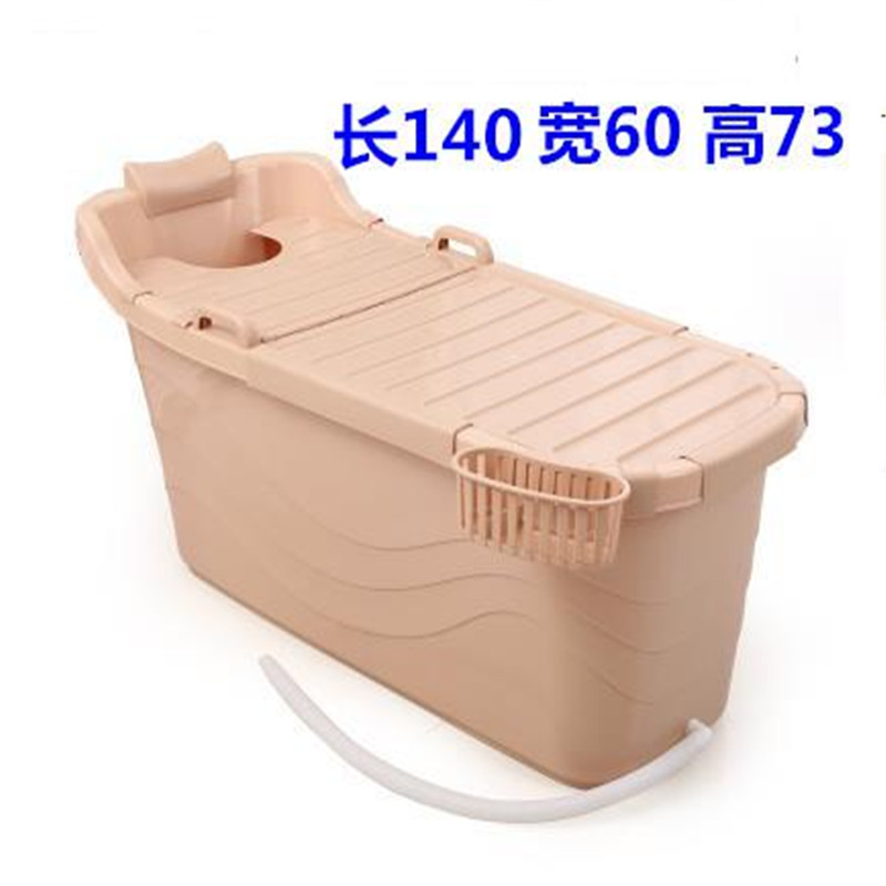 木浴盆身实木带盖加大澡盆沐浴忒达号浴桶双人保暖橡木折叠圆形家用熏蒸加白色116长款白色 浅咖色140超长款咖啡色