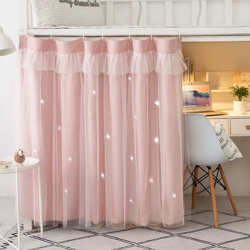 风床帘带纱 学生宿舍强遮光棉麻床幔 大学寝室上铺下铺图片