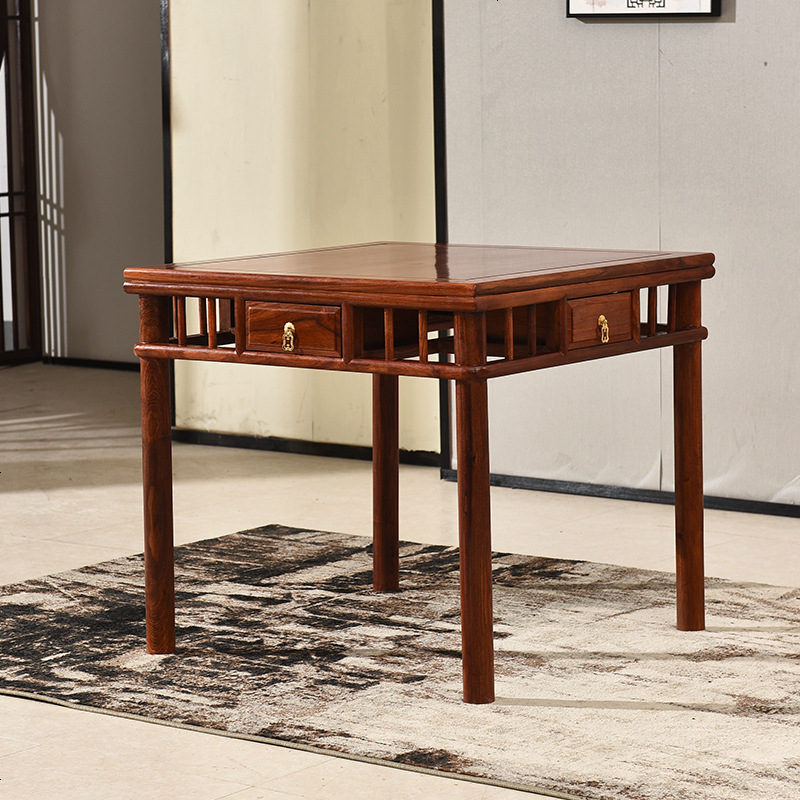 八仙桌实木餐桌仿古家用红木中式四方餐桌椅组合花梨木正方形桌子视频