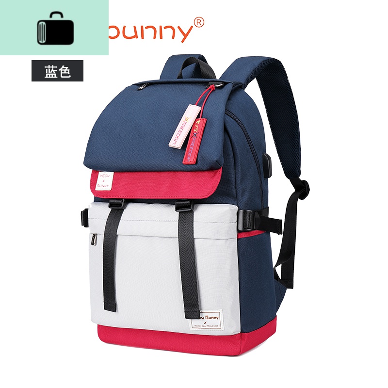 书包女韩版高中双肩包2020年新款百搭初中学生校园大容量电脑背包NEW LAKE 宝蓝色