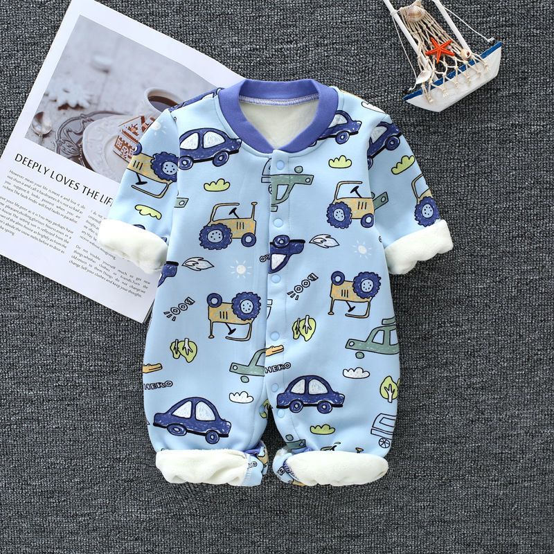 婴儿连体衣加绒加厚秋冬款幼儿保暖衣服莎丞
