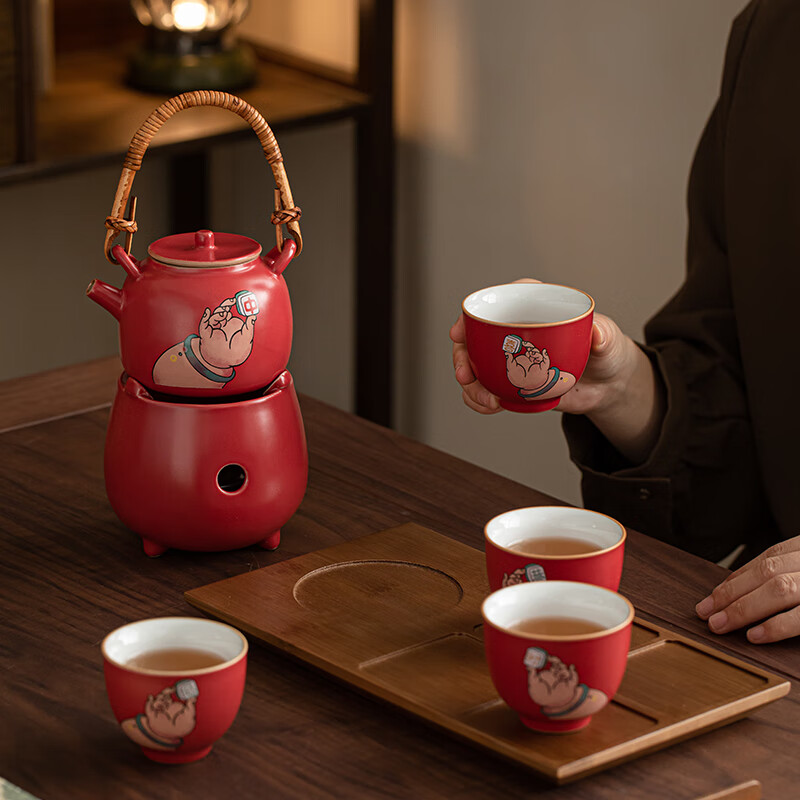 苏氏陶瓷/SUSHI CERAMICS J1115 走进故宫恭喜发财提梁温茶小套装 (单位:套)