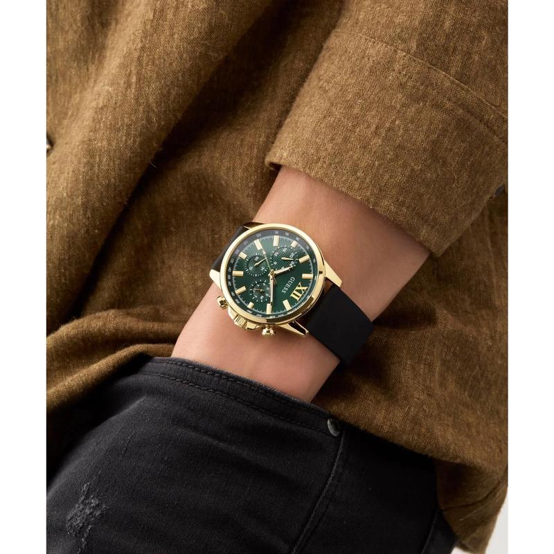 GUESS男款石英计时表绿盘时尚休闲腕表