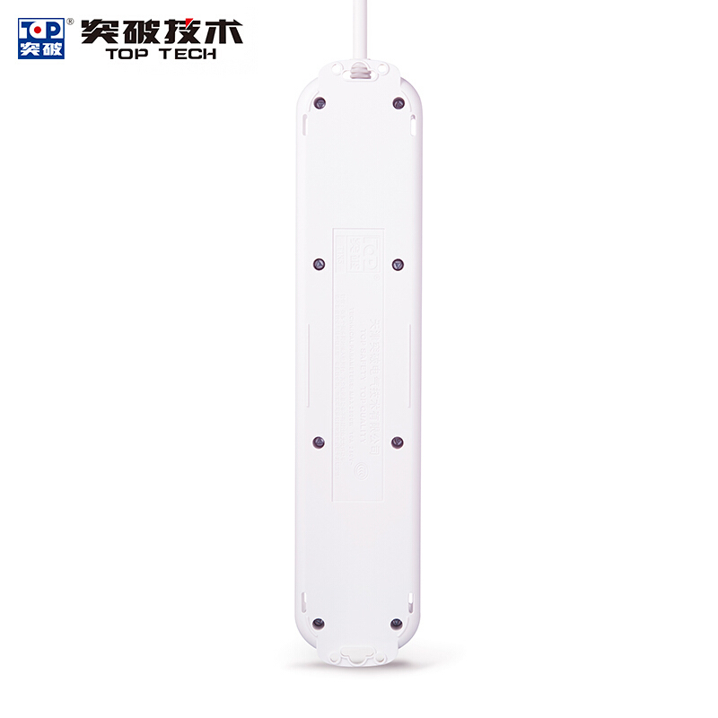 突破(PTOTOP)T1K5(3m)新国标防过载接线板 总控开关 家用插座 插线板 双动保护门排插 非过载保护