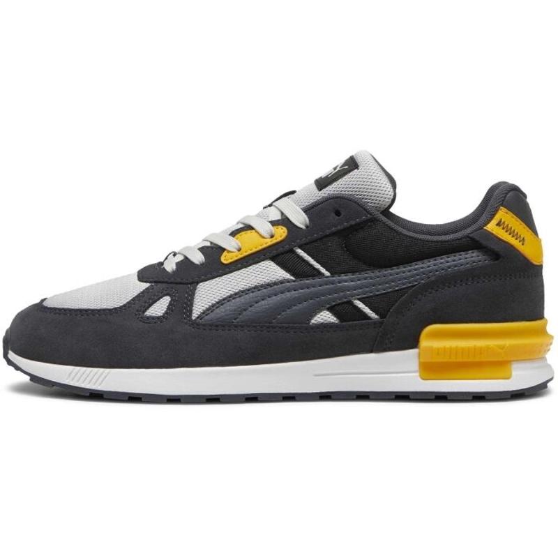 彪马(Puma)男子缓震回弹复古跑鞋环保材料训练鞋室内健身鞋 black_(black_/_white_/_yellow) 41