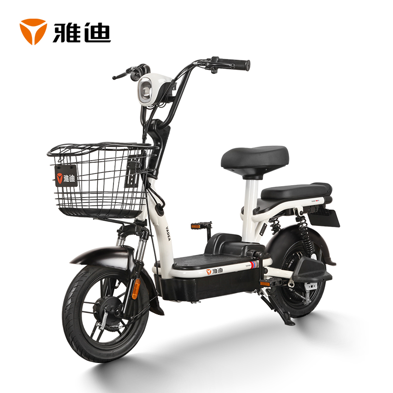 雅迪电动车小金果48V12ah锂电电瓶车踏板代步电动自行车 小金果新塔夫绸白