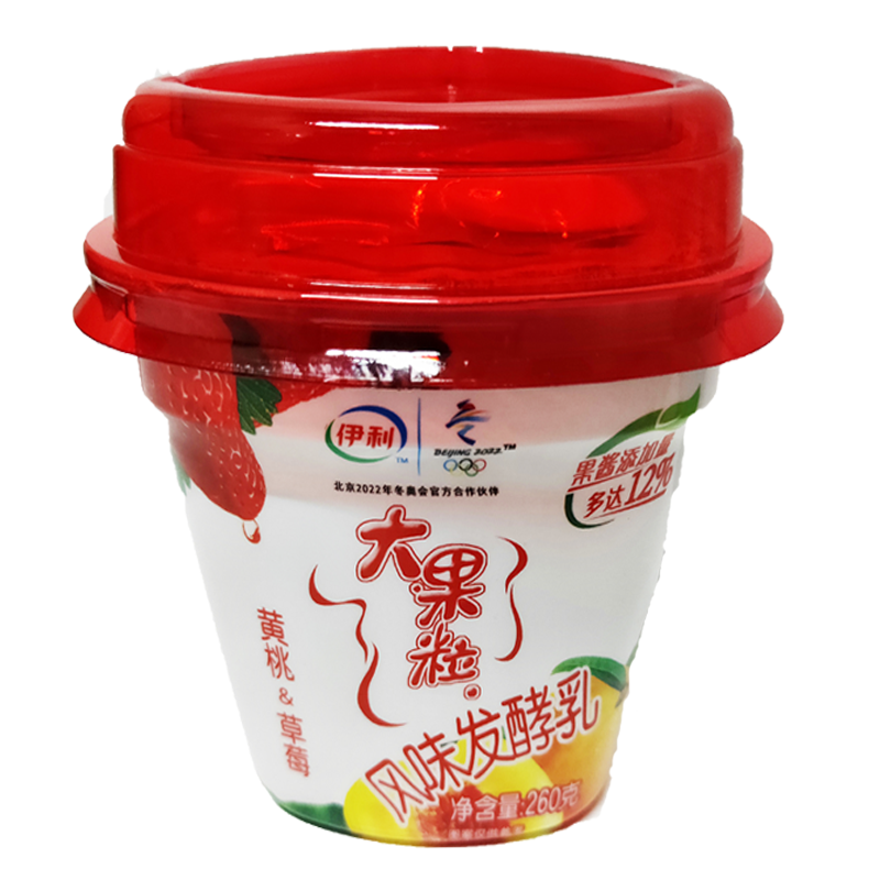 伊利大果粒风味发酵乳黄桃 草莓酸奶260g/盒