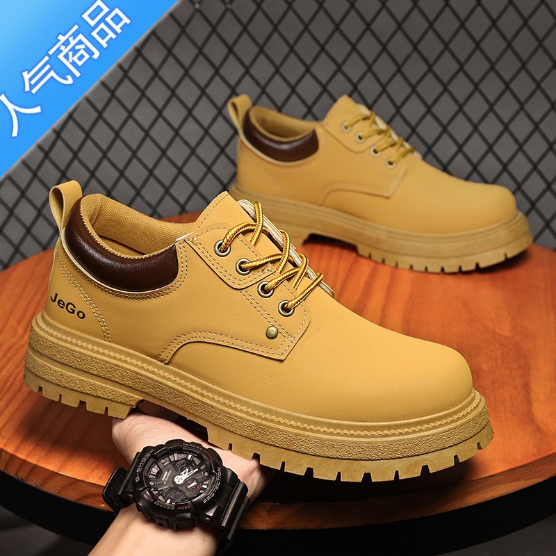 SUNTEK劳保工装鞋男冬季复古低帮马丁鞋男款踢不烂大黄靴防滑耐磨工作鞋高清大图