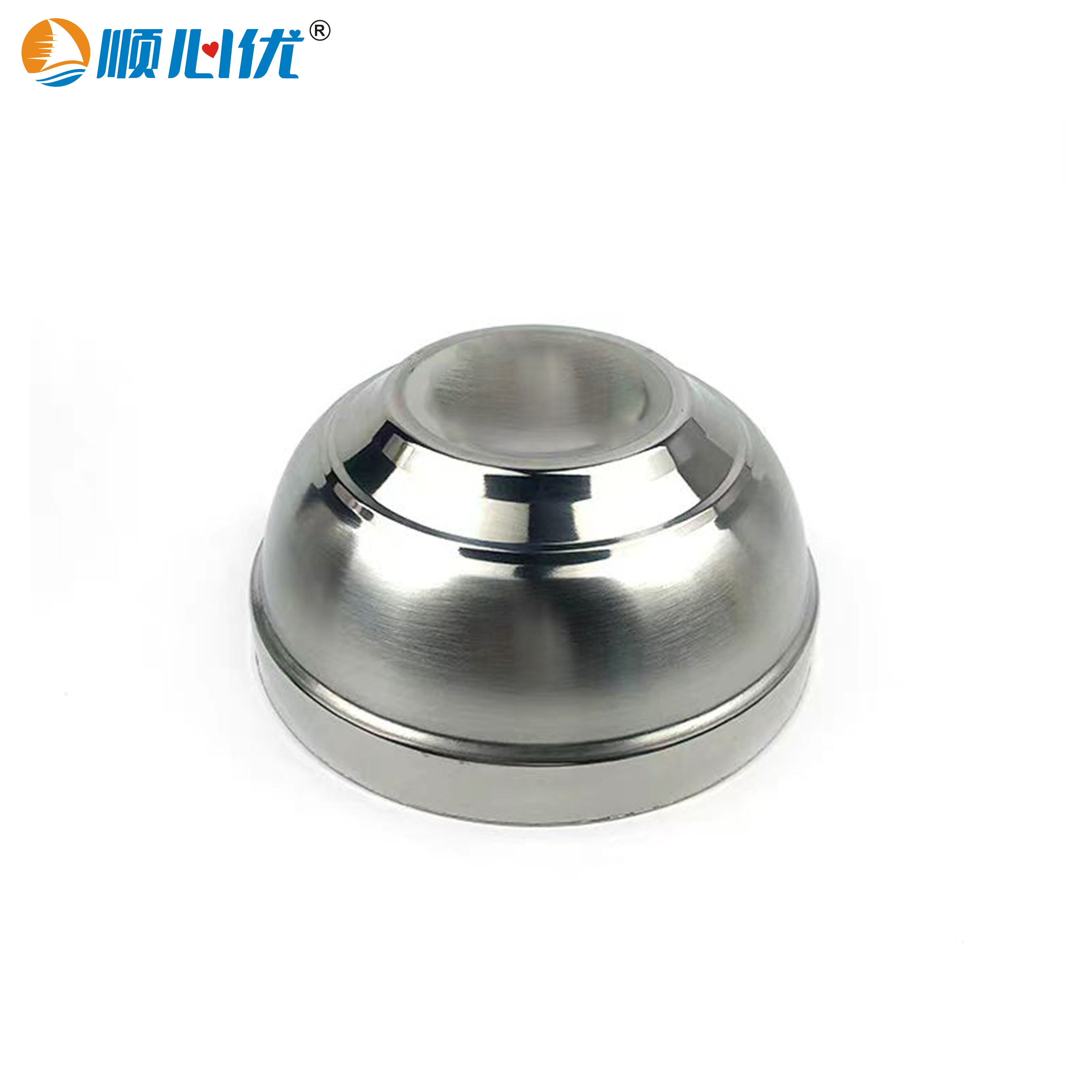 顺心优 双层防烫碗201不锈钢白金碗 14cm/个高清大图