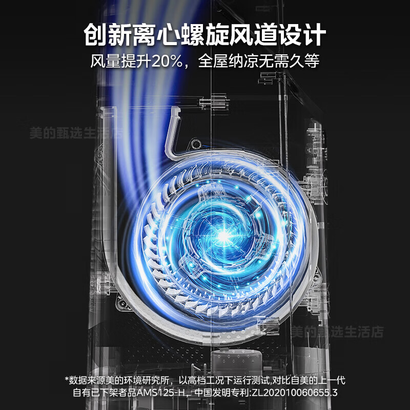 美的(Midea)无叶风扇变频直流智能感温控风6档风速定时预约 家用办公室宿舍电风扇落地扇空调伴侣 AMS150I-TB高清大图