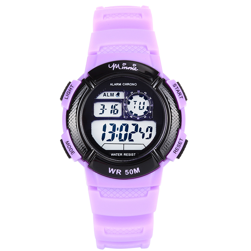 迪士尼disney儿童手表防水夜光数字电子表女蓝色女孩户外运动表学生