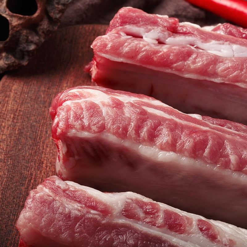 野蛮香 现杀新鲜黑猪肉净排(买就送肉馅或臻蘑) 黑猪排骨段400g*5净排新鲜排骨 精修免切带肉猪汤骨 量贩装2000g